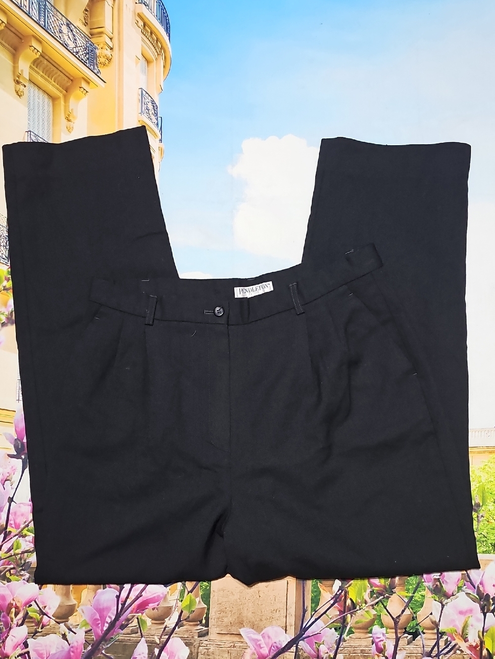 Pendleton Vintage Black Lined Virgin Wool Pants Trousers Size 14 Petite